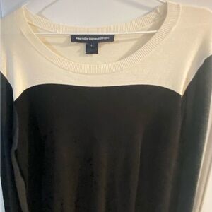 Price DROP French Connection Black and Cream Crew Neck Sweater